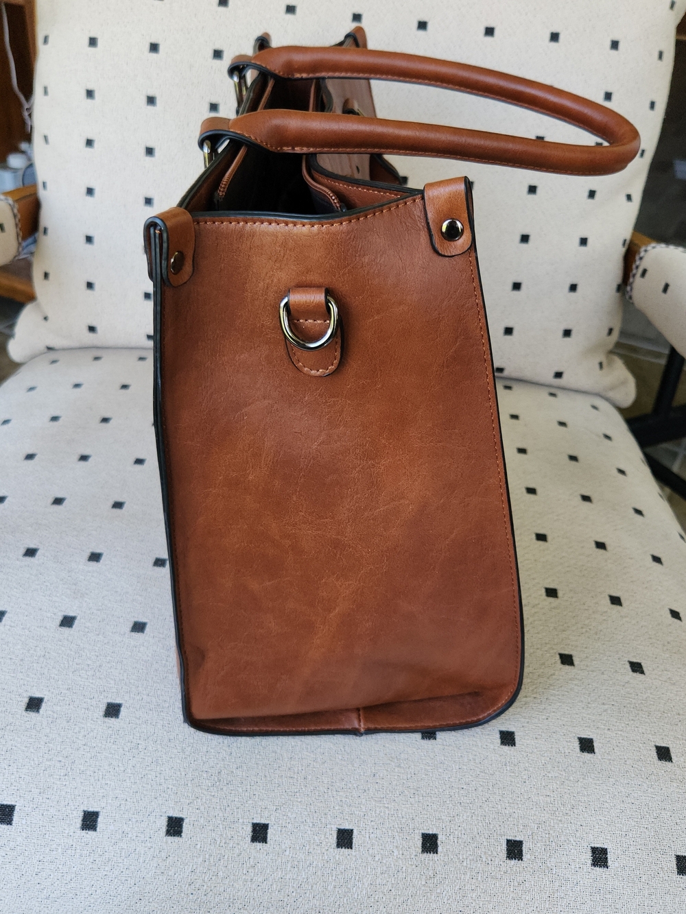 Vintage Style Leather Briefcase Laptop School Tote - Professional Carryall Purse - Picture 3 of 13